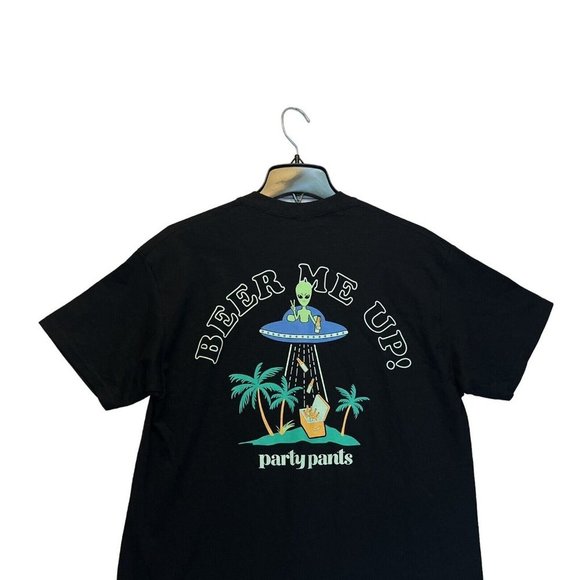 Men's Black T-Shirt Party Pants  Beer Me Up Logo Mens Teal  Size M New - Picture 7 of 12